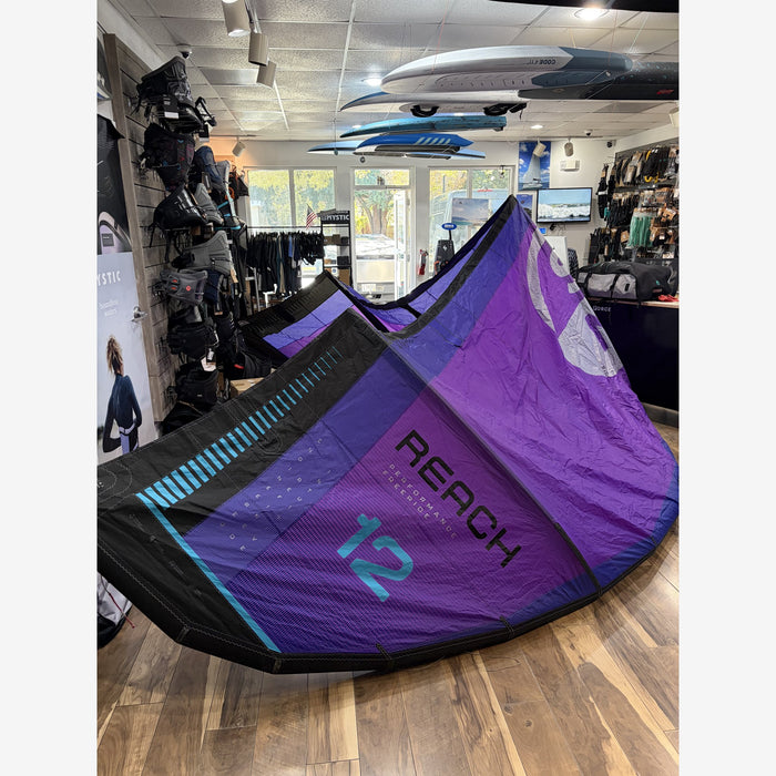 Used 2026 North Reach 12m kite in Deep Purple – full kite side view