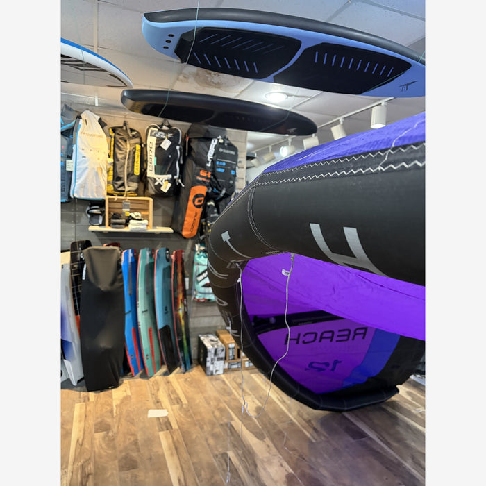 Used 2026 North Reach 12m kite in Deep Purple – canopy underside and strut