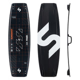 Slingshot Era V1 TT kiteboard for kiteboarding, twin tip design with vibrant graphics on a sleek deck surface.