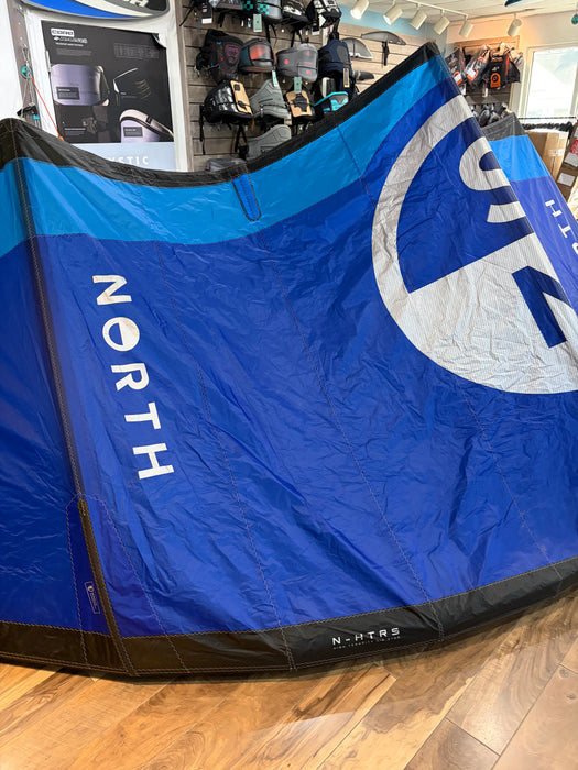 2025 North Orbit 12m blue used kite surf kite, overhead view