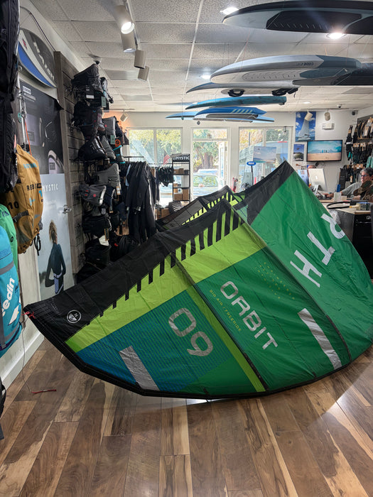 Used North Orbit 9m kite in Super Lime green, 2027 model