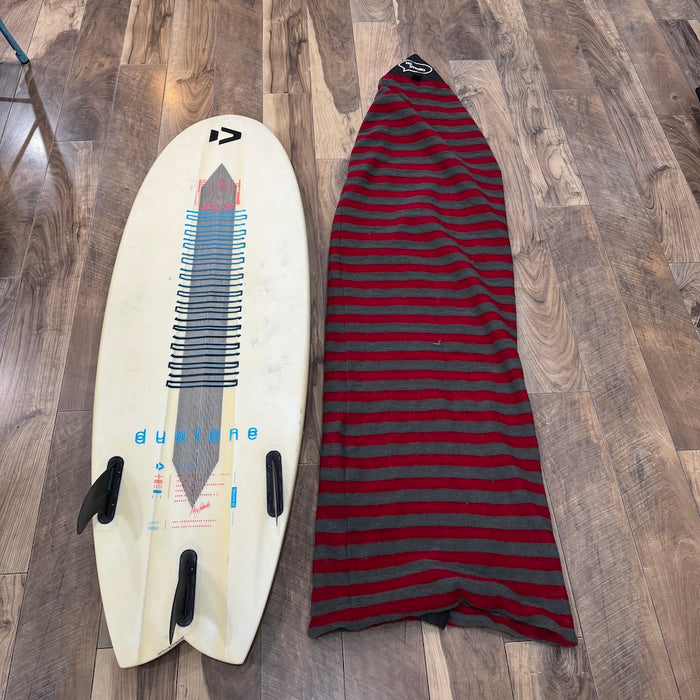 used 2022 duotone fish sls 5'3" surfboard bottom with ho Stevie board sock