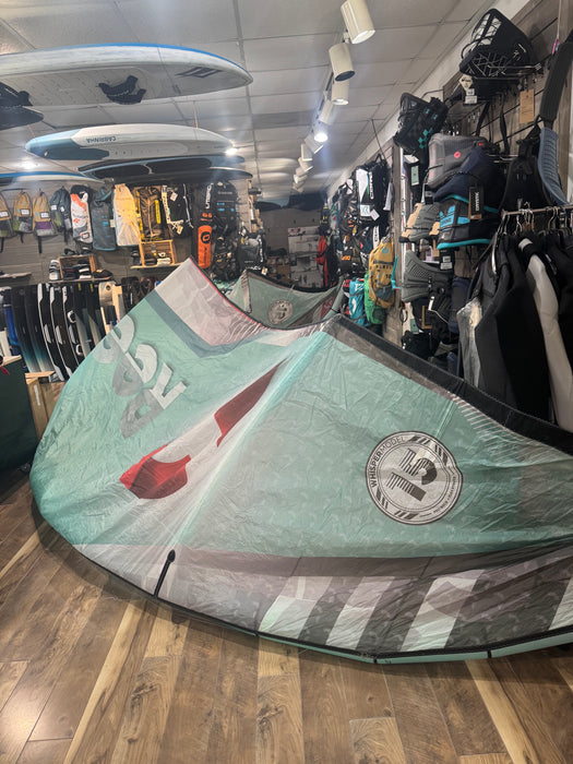 2018 Cabrinha Contra 17 used kite by Reedin, showing the kite canopy and panel details