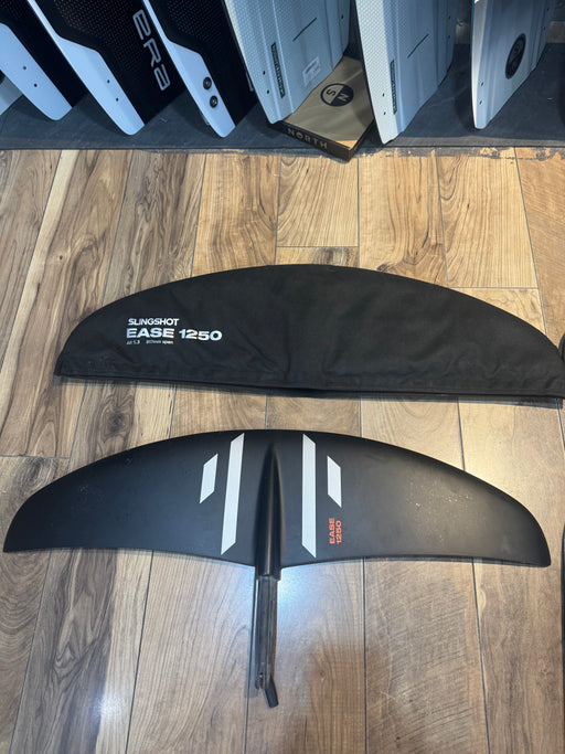 Slingshot One-Lock Ease 1250 front wing foil set, used gear with visible wing and mounting hardware