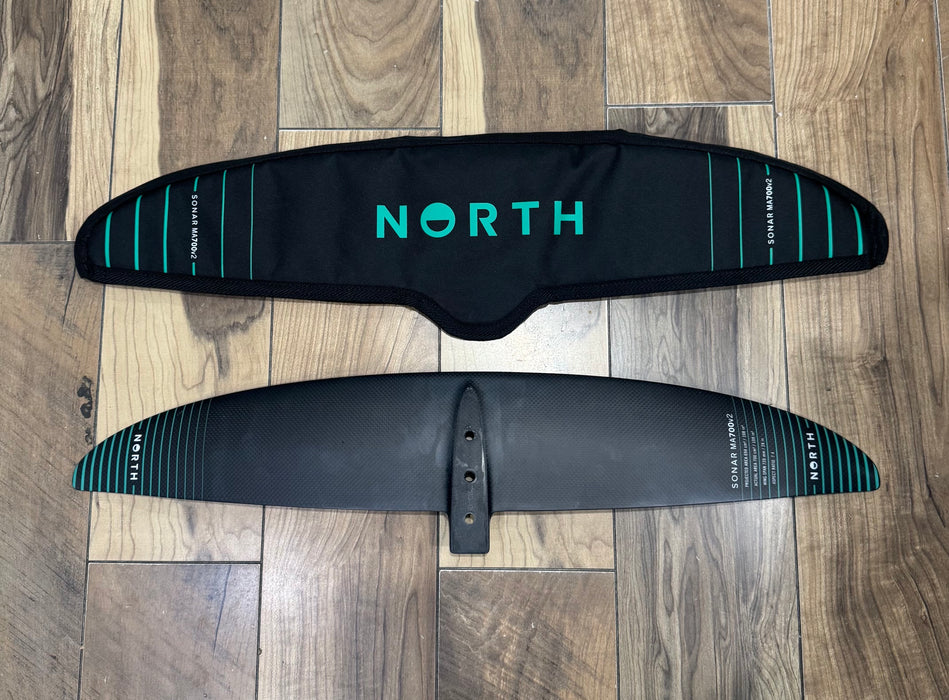 North Sonar MA700v2 used front wing foil set for wing foiling, shown from the side