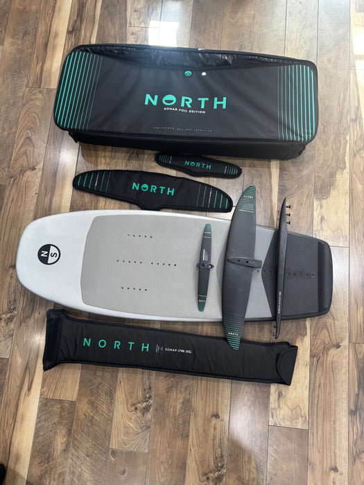 Used Force Kiteboarding North Sonar carbon kite foil package with foil board and scoop foil components
