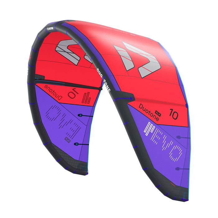 Duotone 2027 Duotone Evo SLS kiteboarding kite with bright colors and sleek design on a white background.