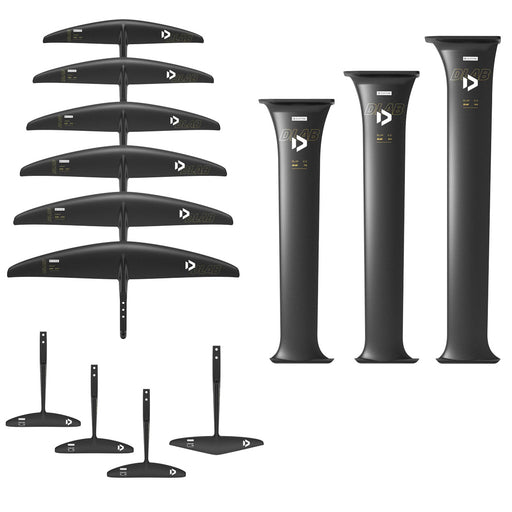 Duotone Carbon Foil complete set for windsurfing, featuring lightweight construction and adjustable components in a sleek design.