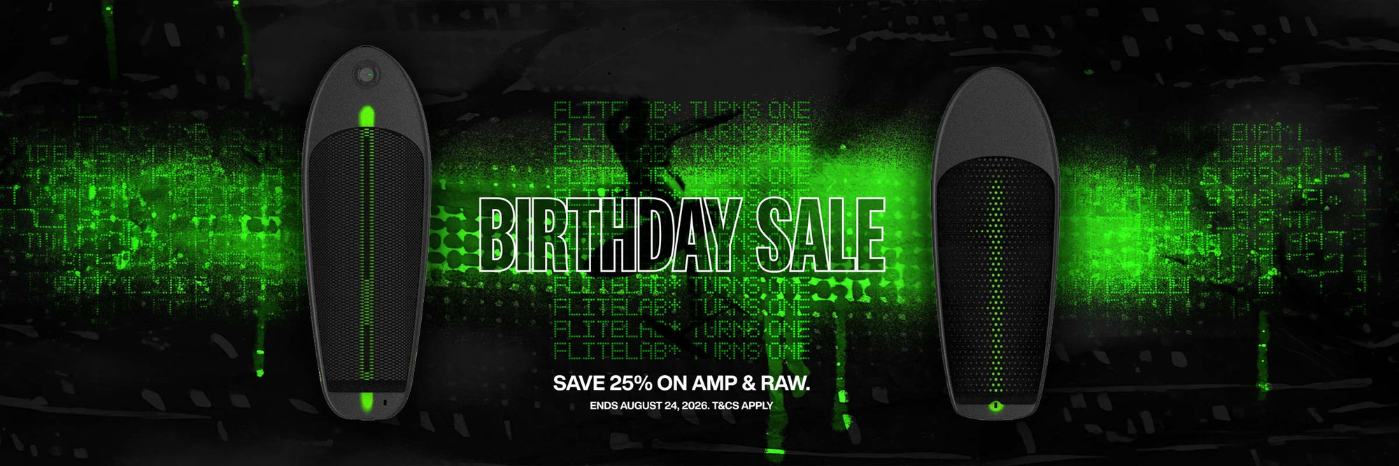 Fliteboard Sale Banner showing Fliteboard AMP Board and components