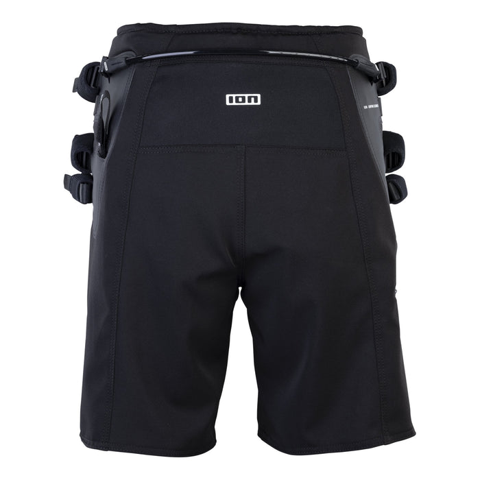 Rear side view of the ION B2 kiteboarding seat harness in black