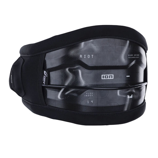 ION Riot Curv Kite Waist Harness for kiteboarding, featuring adjustable straps and padded comfort for performance and support.