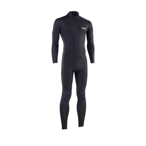 Ion Wetsuit Element 4/3 Back Zip, a sleek black water wetsuit with a back zip closure and reinforced seams for water sports.